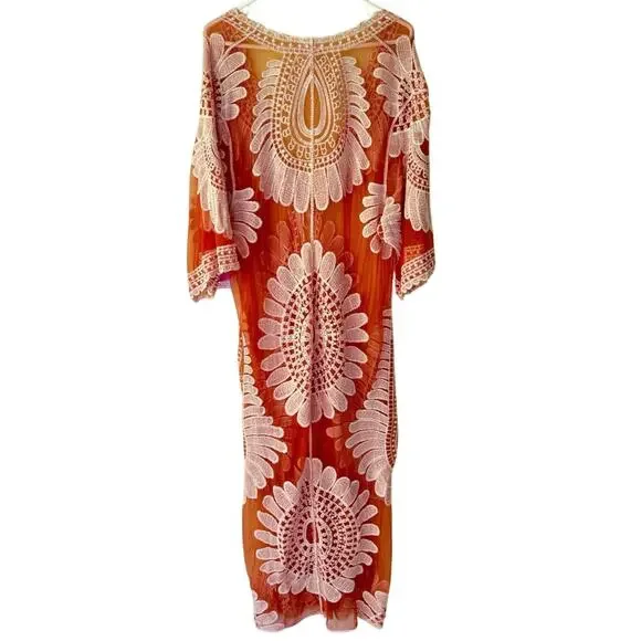 NEW Siren Lily Womens XL Longline Embroidered Cardigan Maternity Kimono Boho - Picture 3 of 10